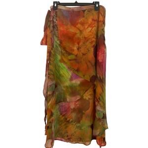 Mocha Floral Skirt with Green Underskirt (Large)